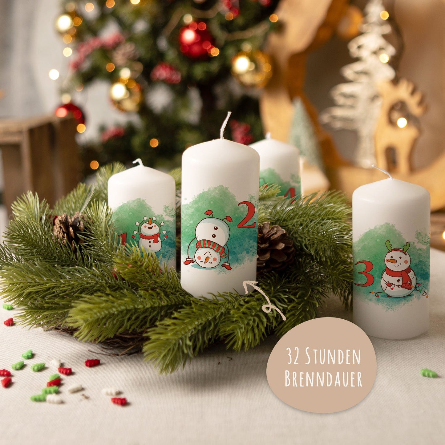 Adventskerzen „Schneemann“ – 4er-Set