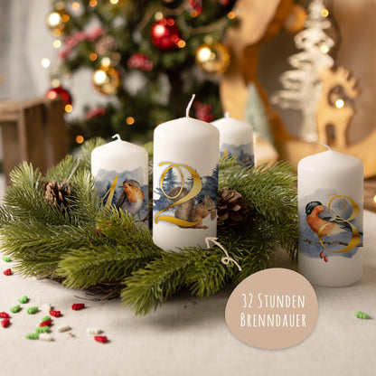Adventskerzen „Tiere“ – 4er-Set mit Wintermotiven