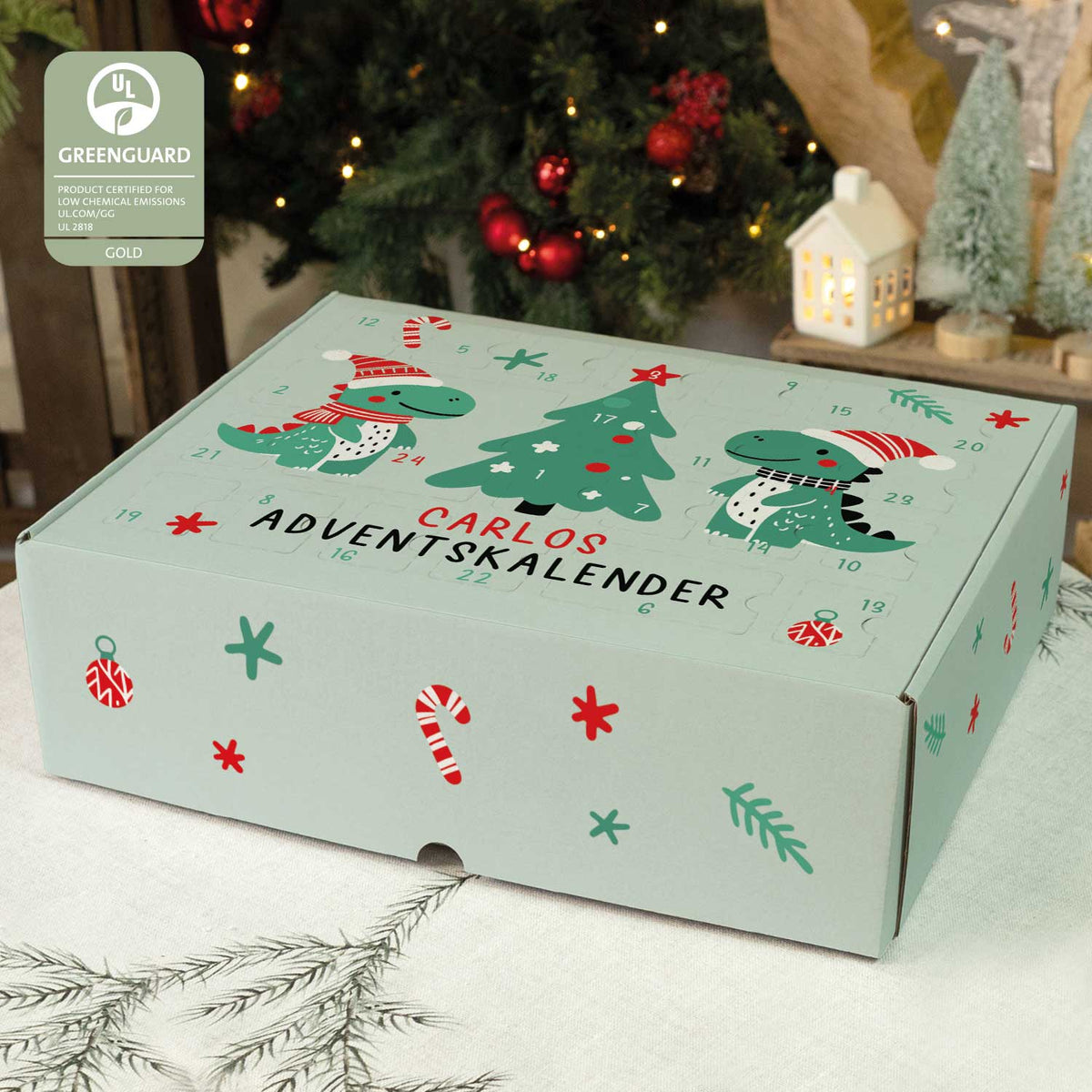 Personalisierter DIY-Adventskalender „Dinos“ – zum Befüllen