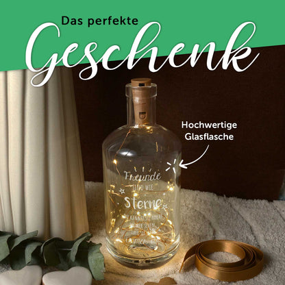 LED-Flaschenlicht „Freunde sind wie Sterne“ – Detailansicht
