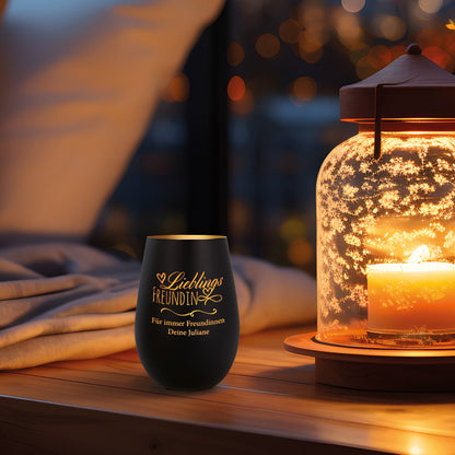 Windlicht „Lieblingsfreundin“ – Glas- und Gravuransicht – Galerie 21