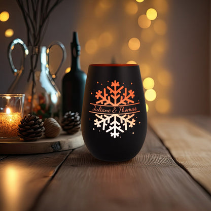 Personalisiertes Windlicht „Schneeflocke“ – Name & Datum