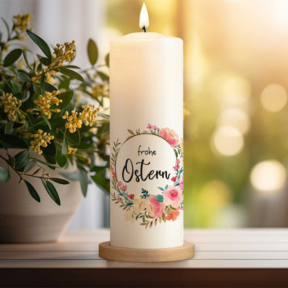 Osterkerze Blumenkranz – Seitenansicht