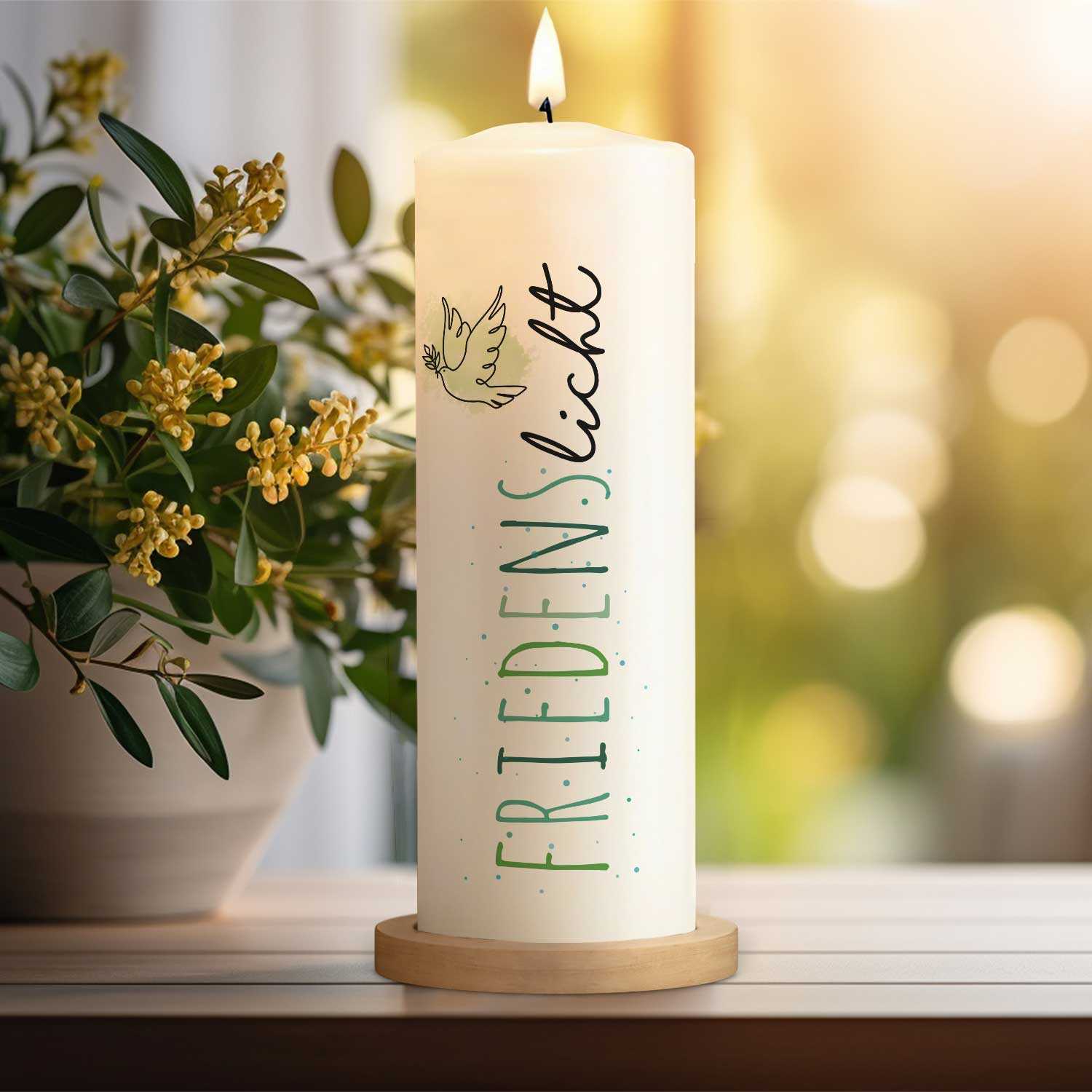 Friedenslicht Kerze – Seitenansicht