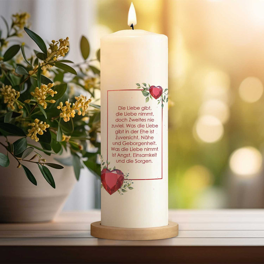 Personalisierte Hochzeitskerze „Rubinhochzeit“ – Hauptansicht