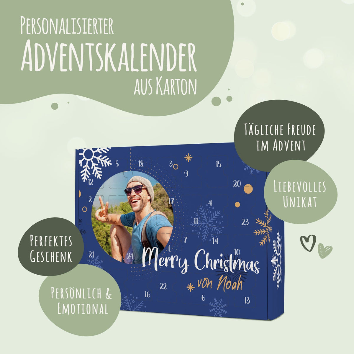 Foto-Adventskalender mit Foto & Name – zum Befüllen