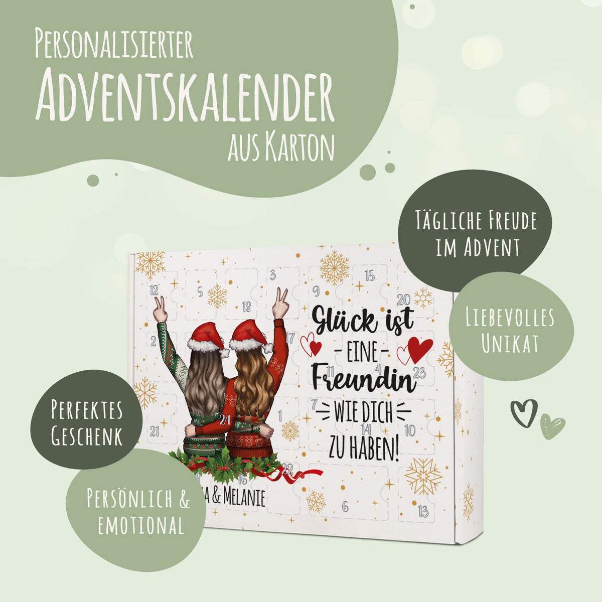 Personalisierter DIY-Adventskalender „Freundinnen“ – zum Befüllen