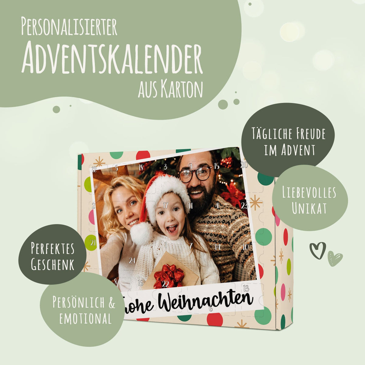 Personalisierter Foto-Adventskalender „Retro“ – zum Befüllen
