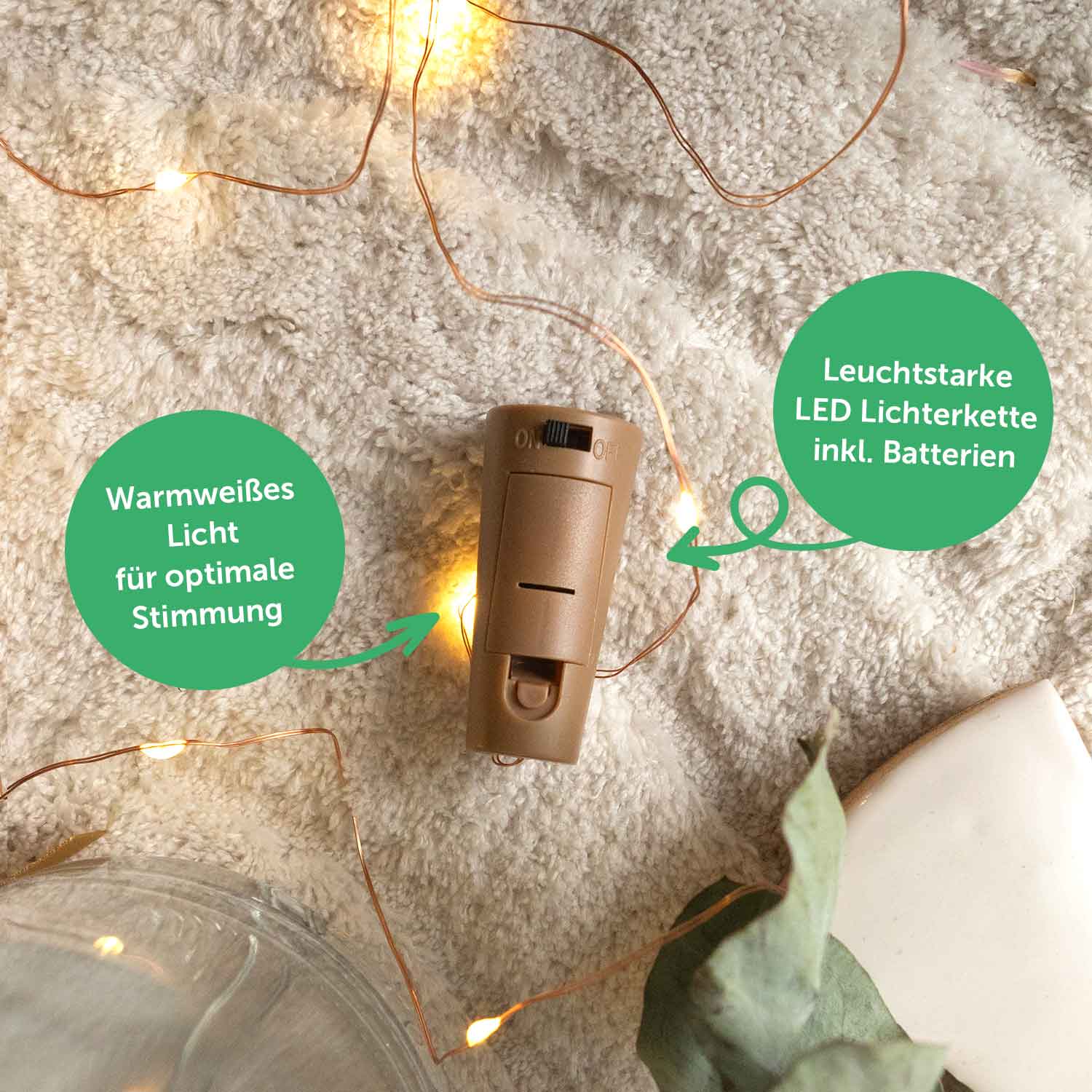 LED-Flaschenlicht „Liebe muss nicht perfekt sein“ – LED-Flaschenlicht in weiterer Ansicht