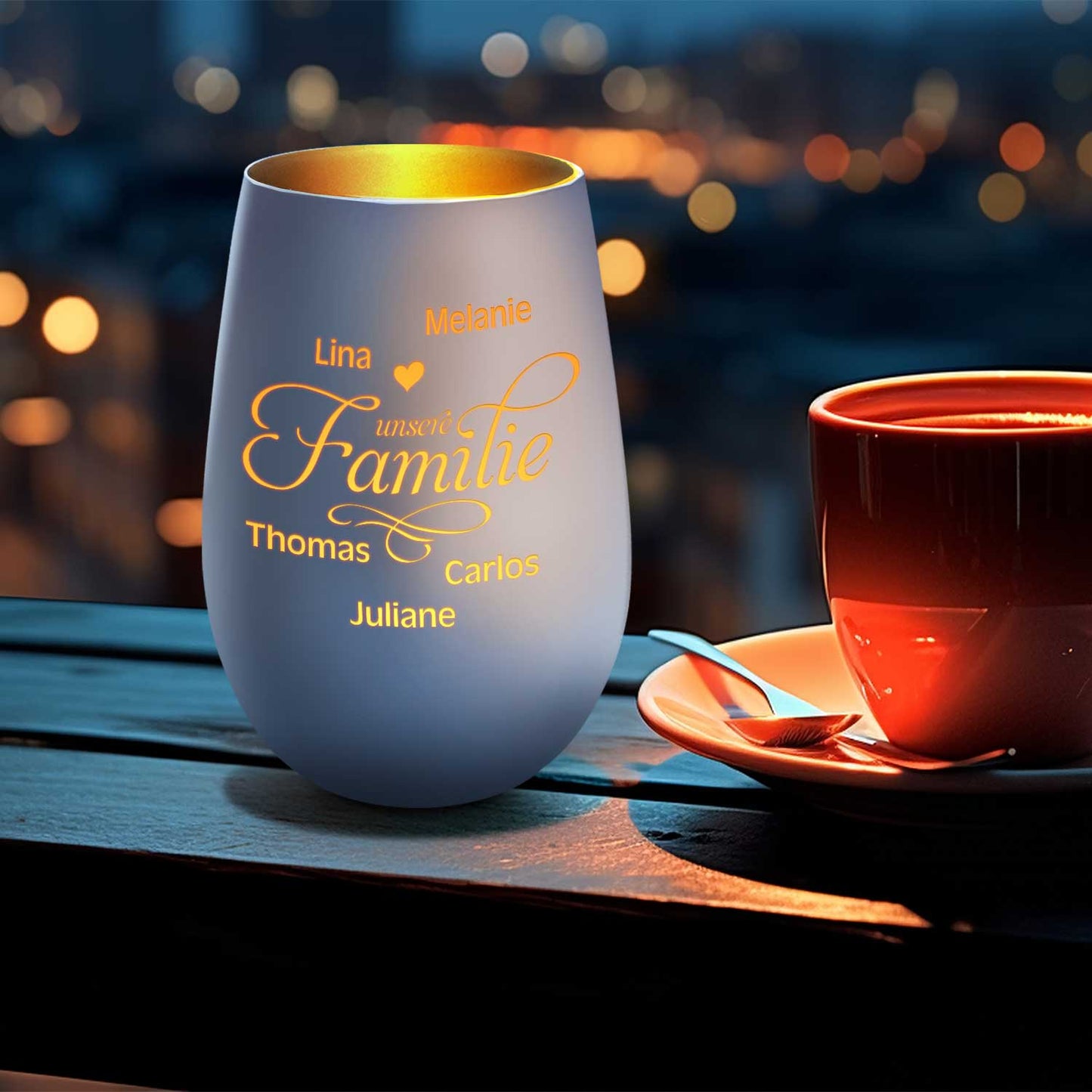 Windlicht „Unsere Familie“ – Detailansicht des Windlichts – Galerie 18