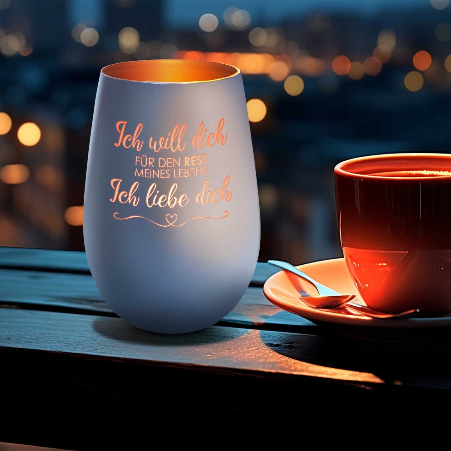 Windlicht „Ich will dich für den Rest meines Lebens“ – weitere Farbvariante – Galerie 17