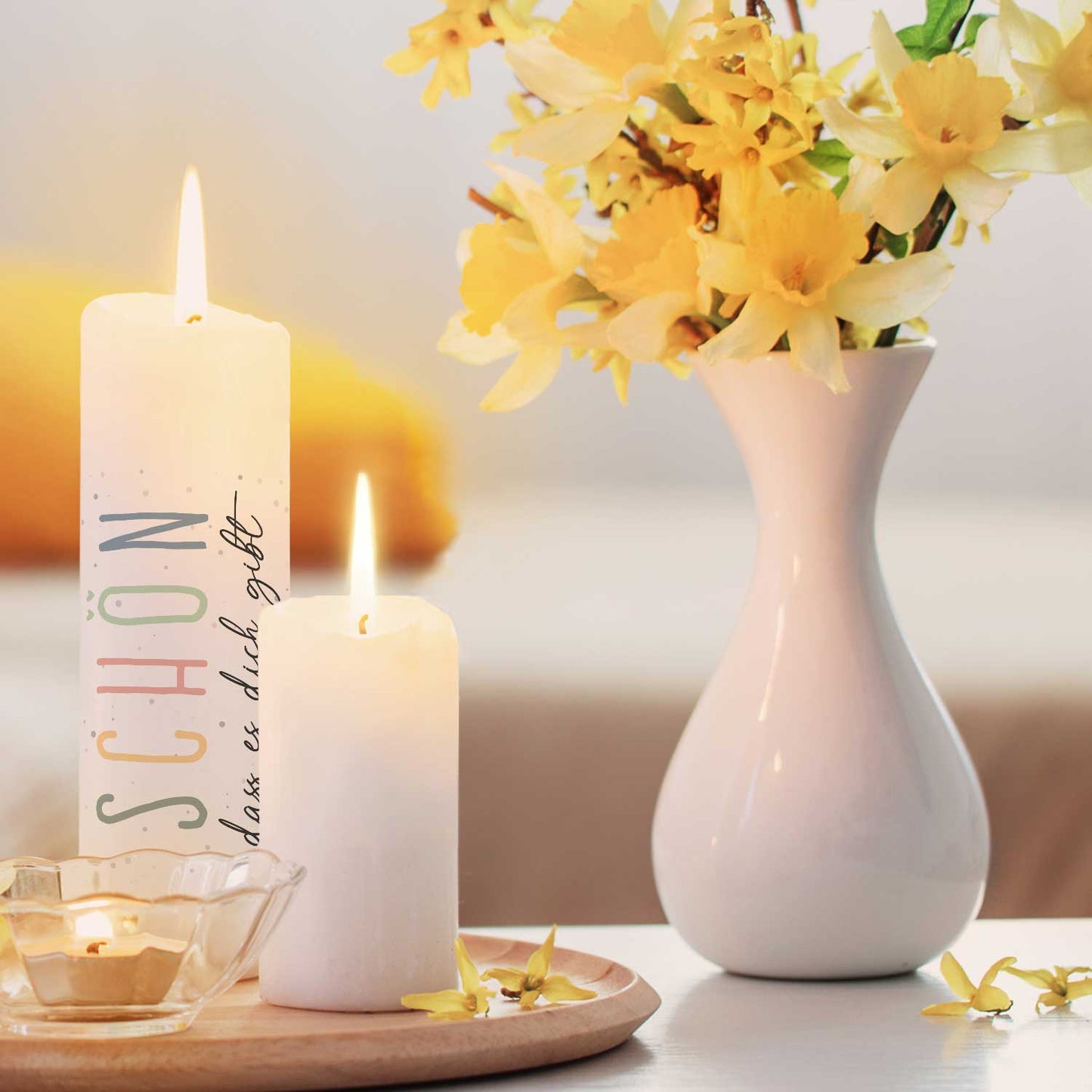 Geschenkkerze „Schön, dass es dich gibt“ – 25 cm