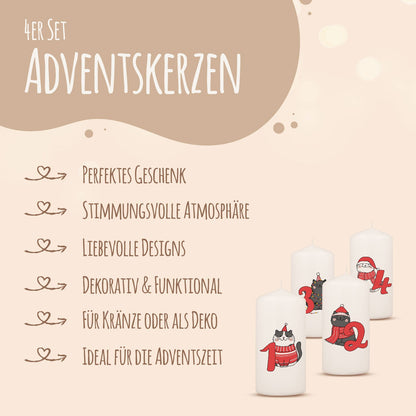 Adventskerzen „Katzen“ – 4er-Set für Katzenfans