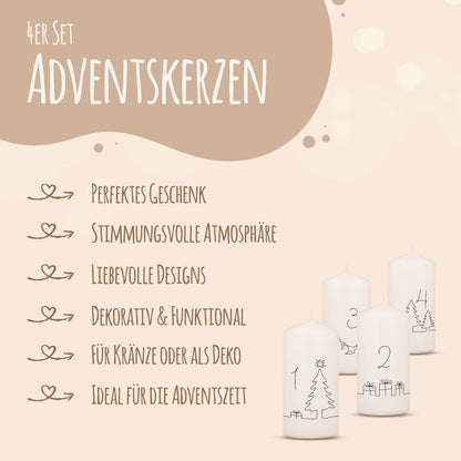 Adventskerzen „Linie“ – minimalistisches 4er-Set