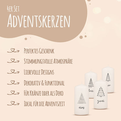Adventskerzen „Tannenbäume“ – 4er-Set