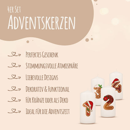 Adventskerzen „Lebkuchen“ – 4er-Set