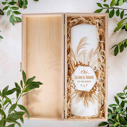 Große Hochzeitskerze „Tropical Pampasgras“ – Seitenansicht