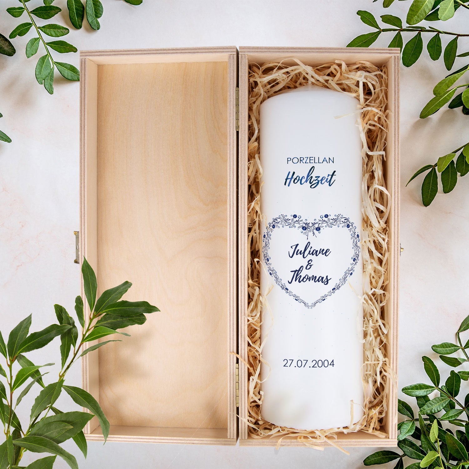 Hochzeitskerze „Porzellanhochzeit“ – Detailansicht
