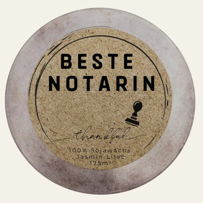 Handgemachte Duftkerze „Beste Notarin“ – Personalisierbares Geschenk für außergewöhnliche Leistung