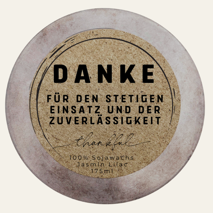 DochtFreunde Duftkerze Danke für deinen Einsatz – Produktansicht