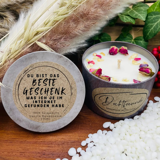 Du bist das Beste Geschenk was ich je im Internet gefunden habe - PERSONALISERBARE Duftkerze aus dem Südschwarzwald - PREMIUM