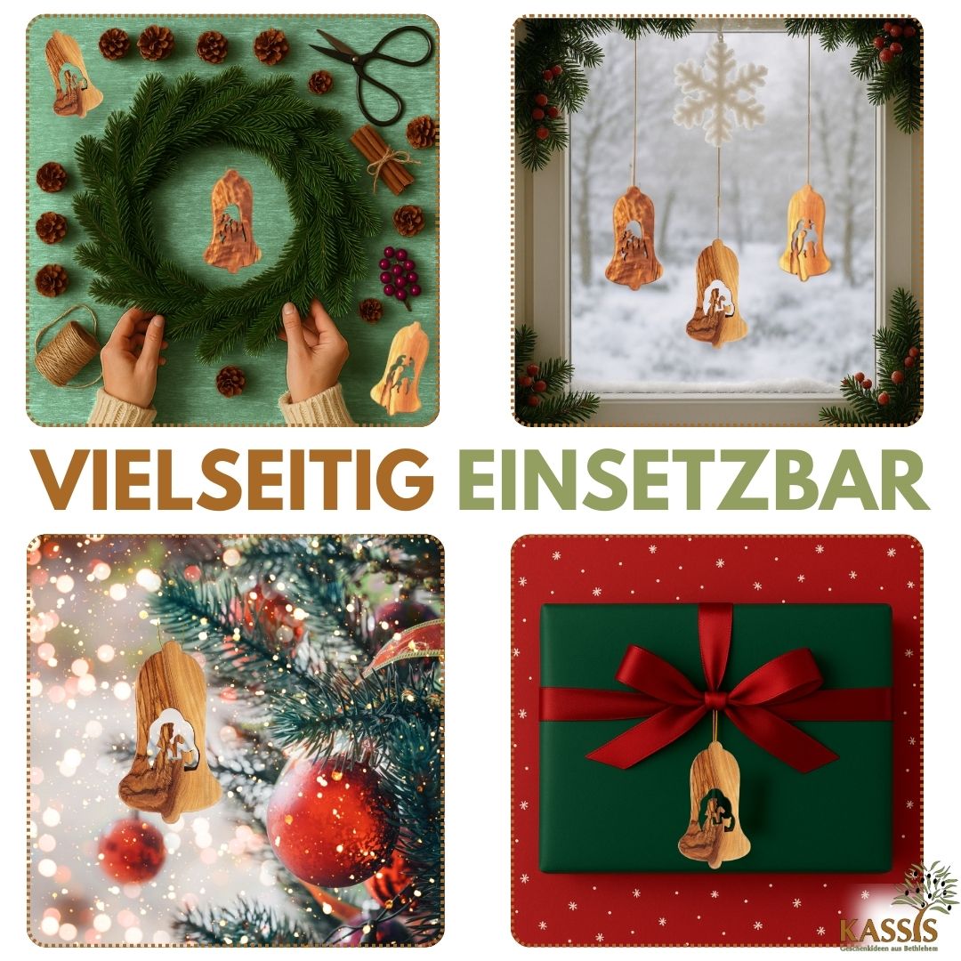Krippen-Anhänger aus Olivenholz – 3er-Set