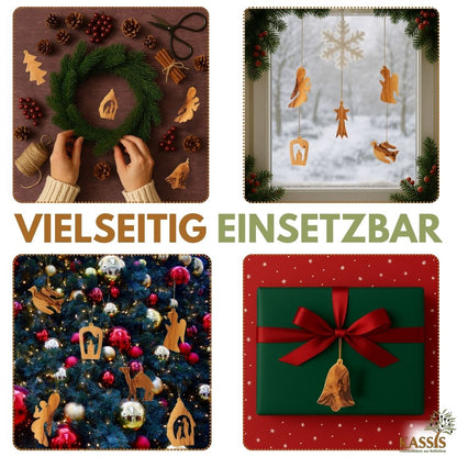 Weihnachtsanhänger aus Olivenholz – 10er-Set