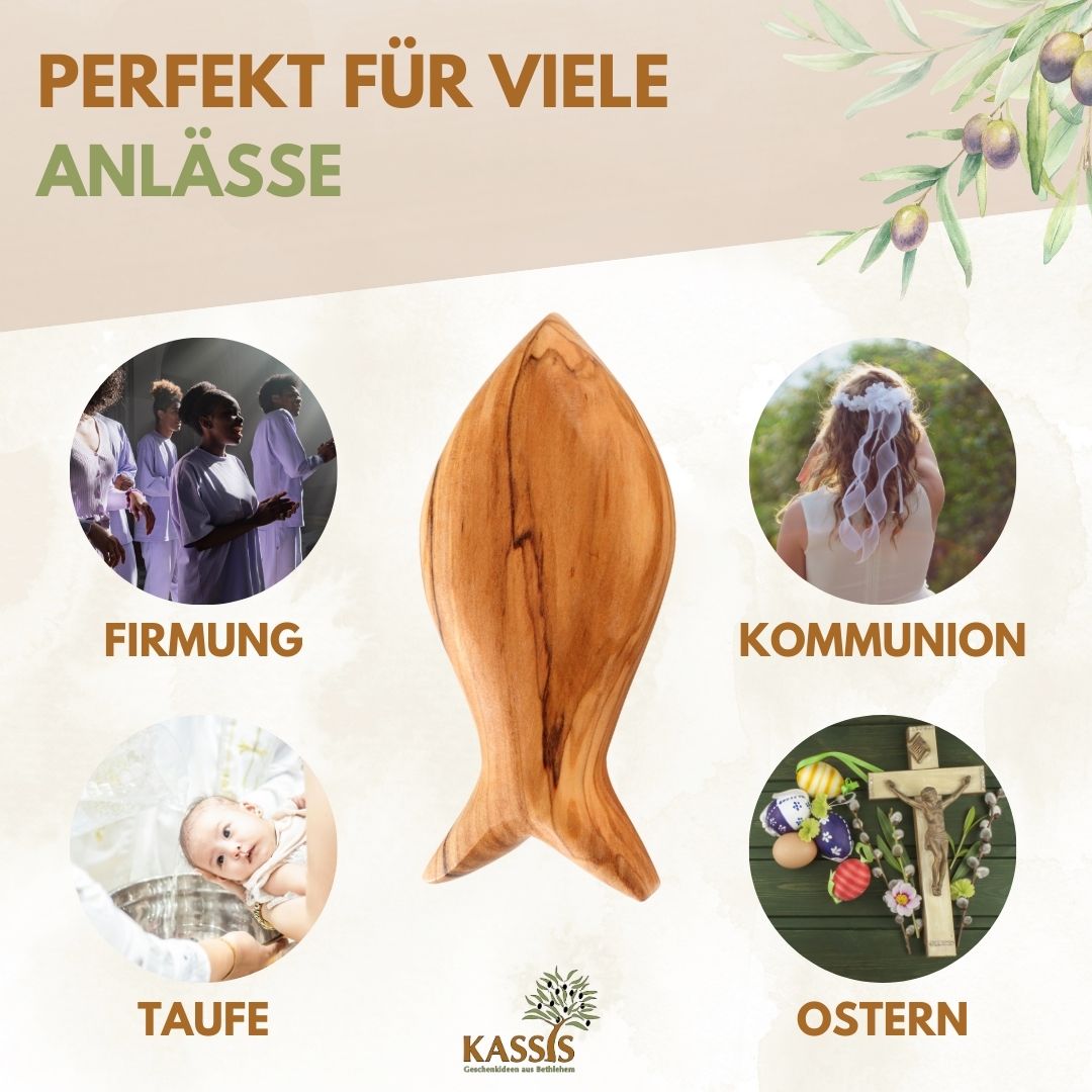 Christlicher Fisch aus Olivenholz – Handschmeichler – weitere Produktansicht 7 von 10