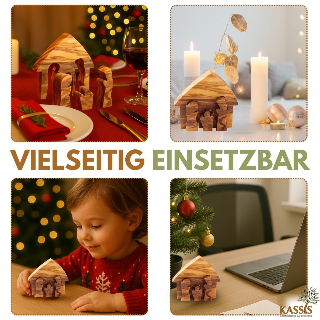 Mini-Krippe aus Olivenholz – Puzzle 6,5 cm