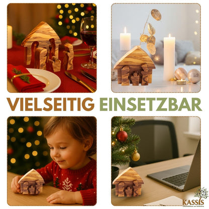 Mini-Krippe aus Olivenholz – Puzzle 6,5 cm