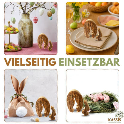 Osterhase im Ei aus Olivenholz & Rinde