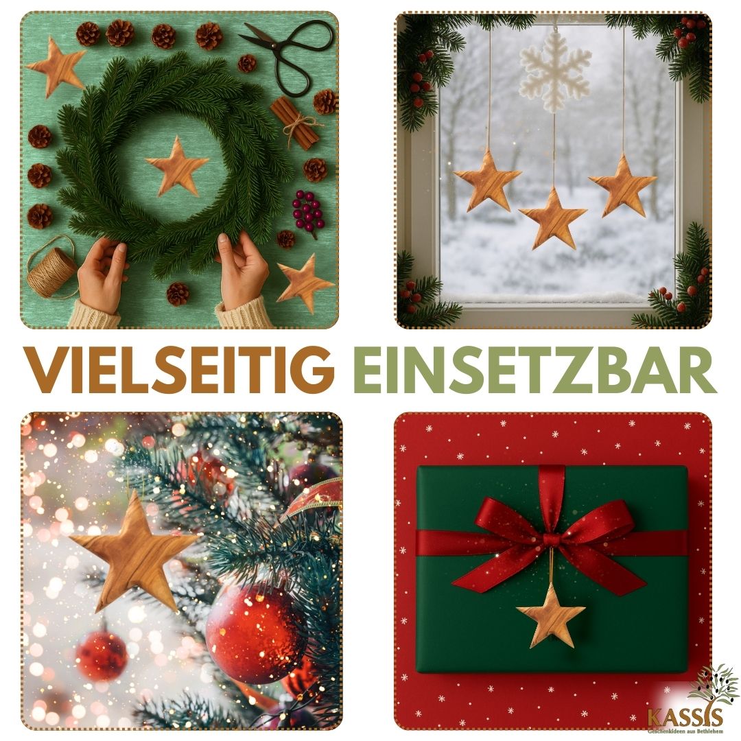 Olivenholz-Weihnachtsstern mit Gravur – 8 cm – weitere Produktansicht 10 von 10