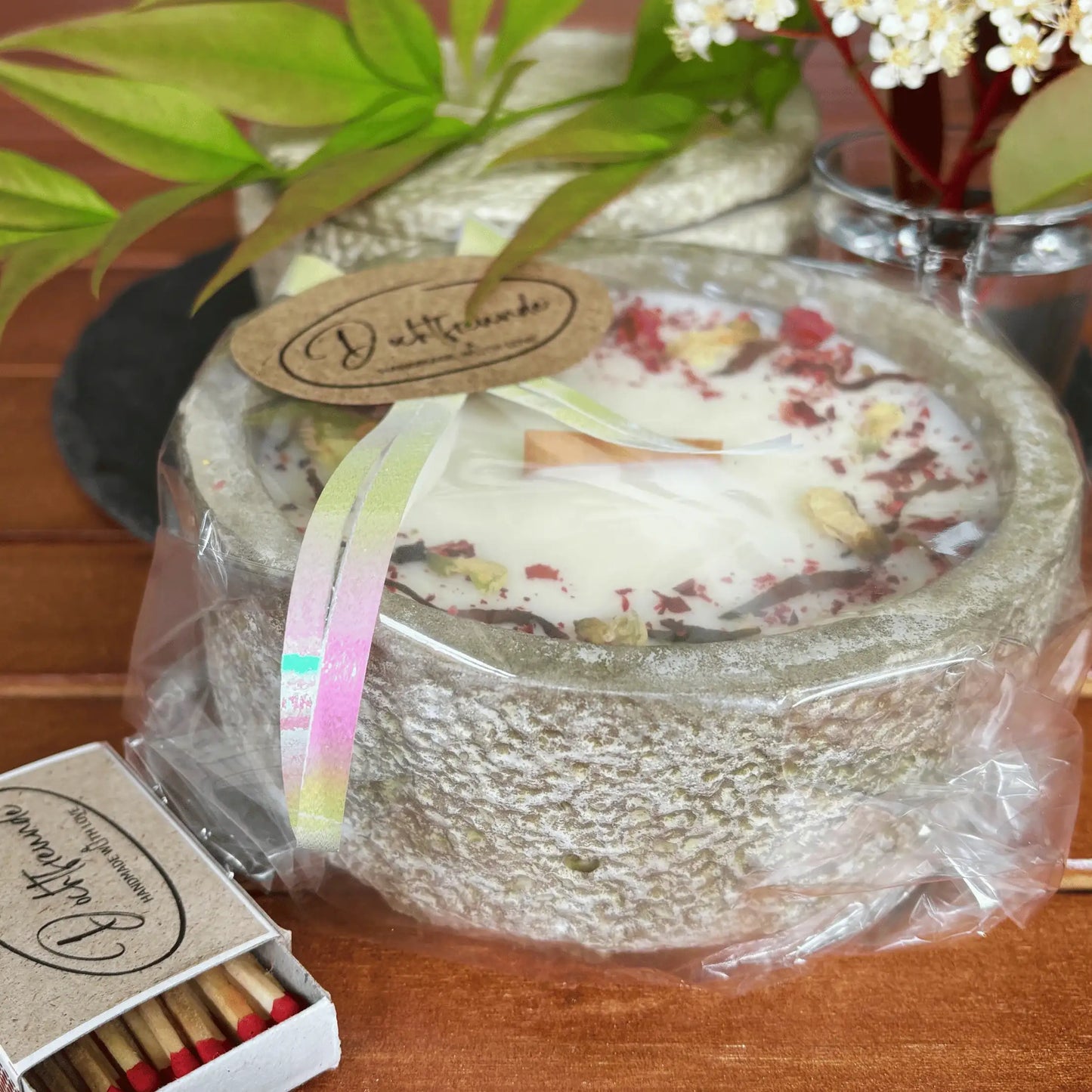 Citronella-Betonkerze „Mugge Schreck Herbstnacht“ – handgemachte Outdoor-Kerze mit Holzdocht, ca. 0,75 kg & bis zu 60h Brenndauer - by SteinKunstWerk | Outdoor aus nachhaltiger Herstellung