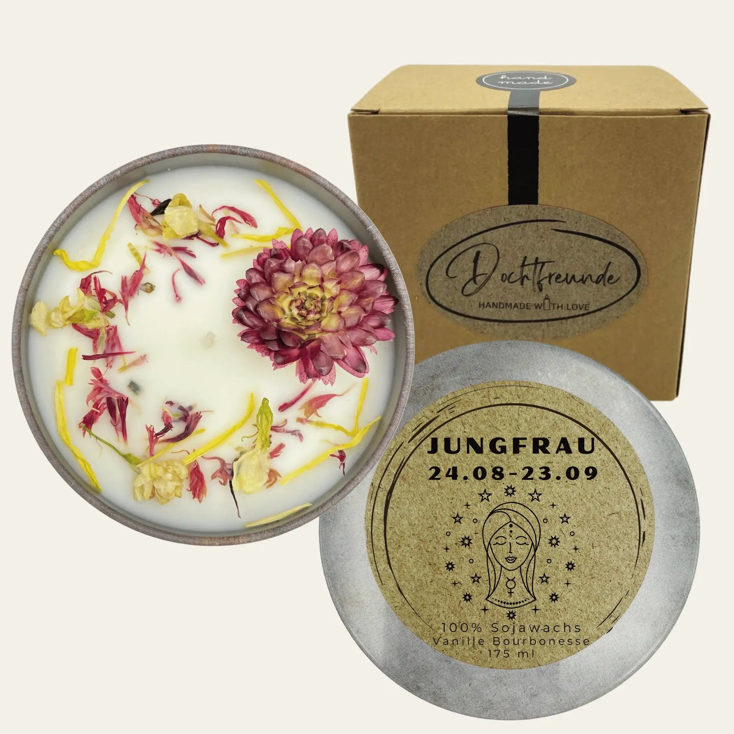 Sternzeichen Jungfrau - Handgemachte Sojawachs Duftkerze