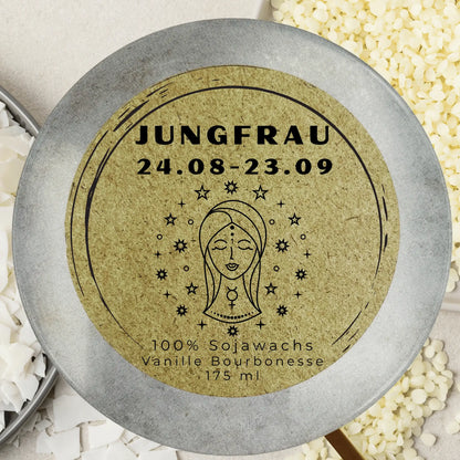 Sternzeichen Jungfrau - Handgemachte Sojawachs Duftkerze