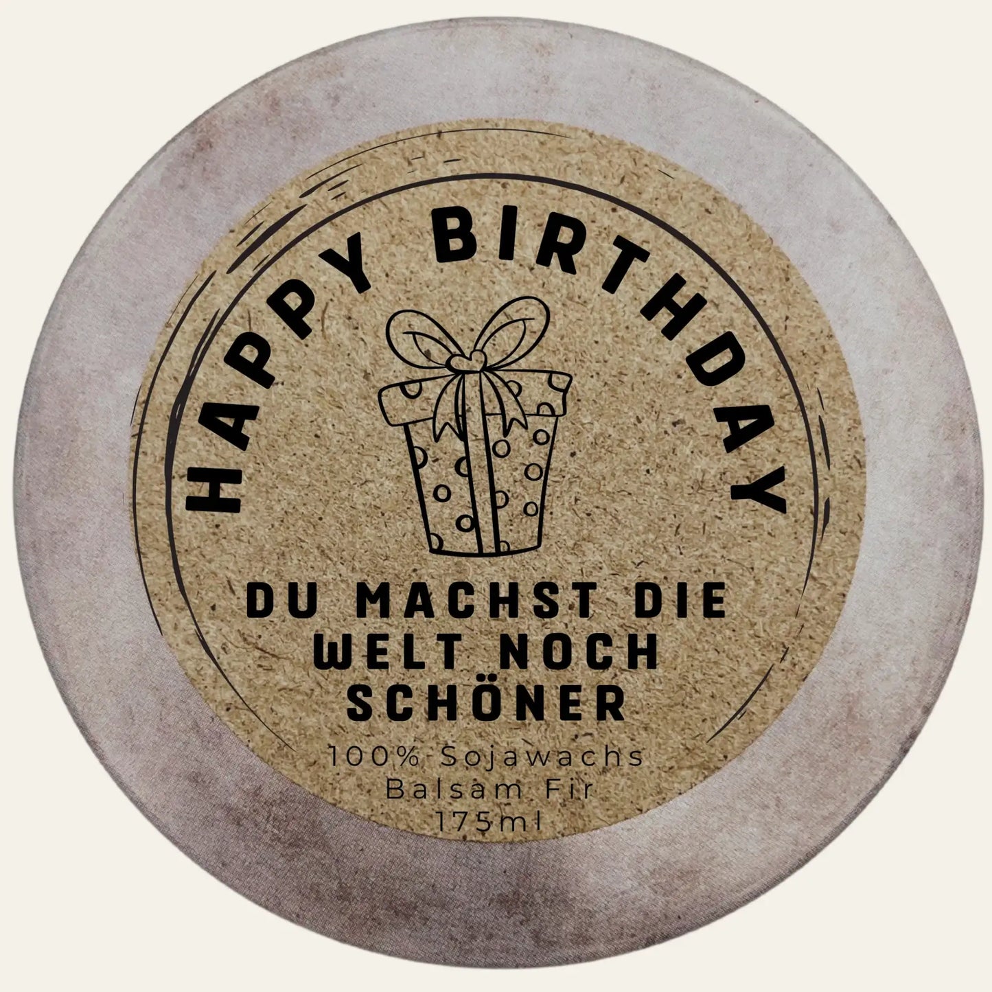 Personalisierbare Duftkerze „Happy Birthday - Du machst die Welt noch schöner “ – Das perfekte Geschenk um  zum Geburtstag zu zeigen