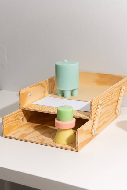 Stack Candle Mini – Limettengrün, Koralle & Gelb