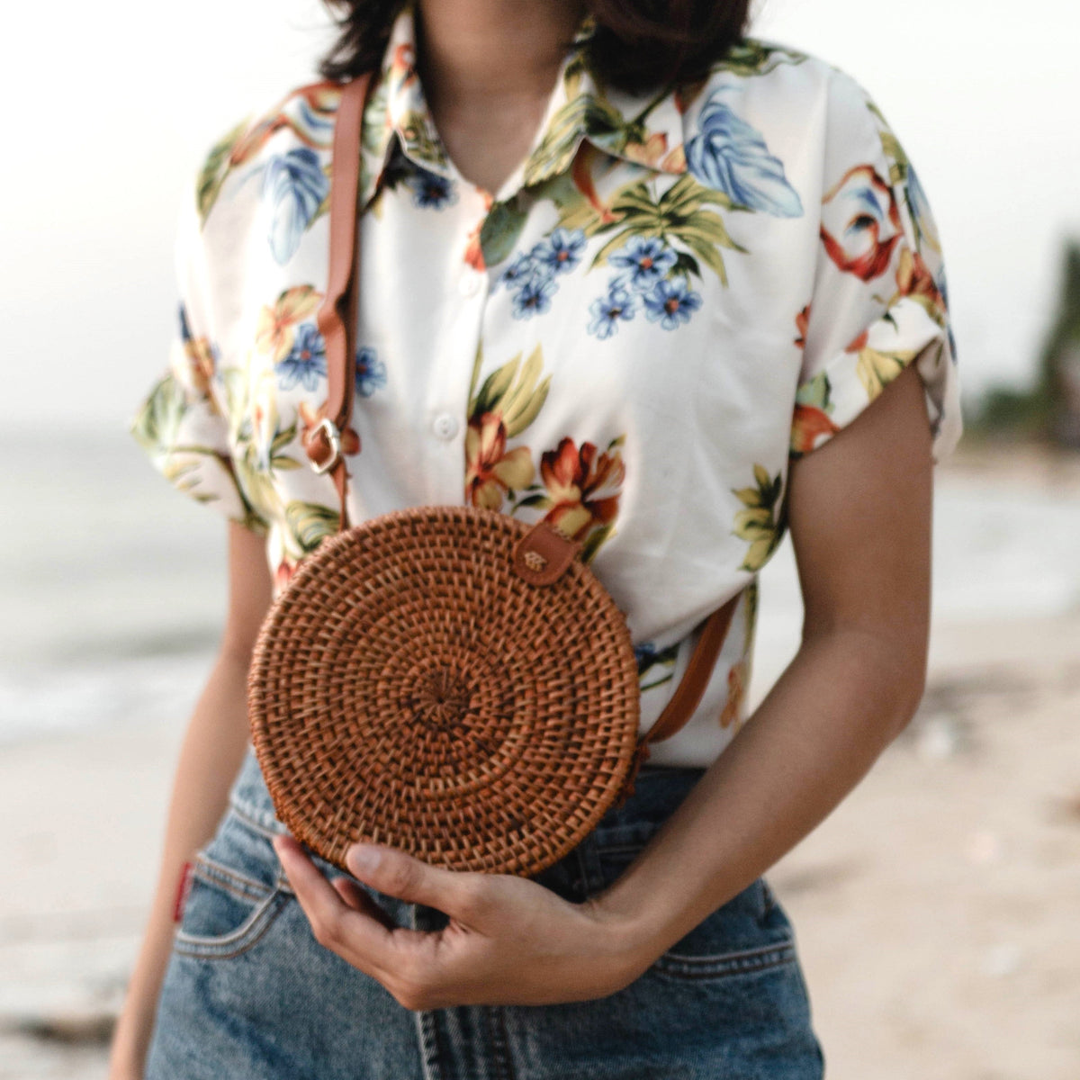 Handtasche SENJA (braun) – Rattan