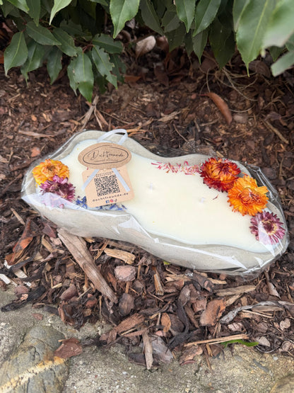 Design-Betonkerze "Grey Wave" – Flower Edition | 3-Docht & Bunt | 29,5cm