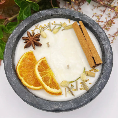 Handgemachte Betonkerze „Black Cinnamon“ – Duftkerze mit Walnuss-Vanille für Herbst und Winter - by SteinKunstWerk | Outdoor aus nachhaltiger Herstellung