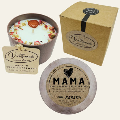 Personalisierte Muttertagskerze mit Namen | Geschenk für Mama, Oma & Uroma | 100% Sojawachs im Sketch-Look | Handgefertigt im Schwarzwald | Jasmin Lilac 175ml