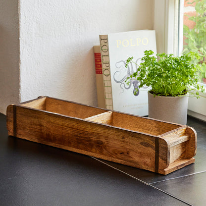 Lange Ziegelform mit 2 Fächern – Vintage-Holzdeko