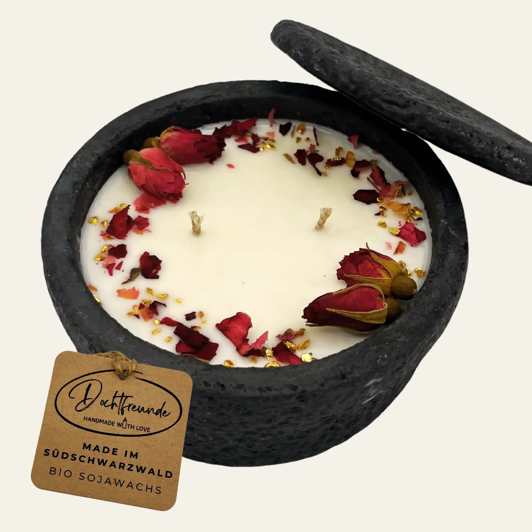 Betonkerze Black Roses – Handgemacht, nachhaltig & duftend - by SteinKunstWerk | Outdoor aus nachhaltiger Herstellung