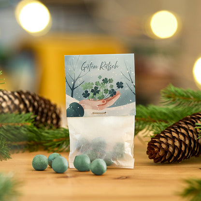 Blumenmurmeln Guten Rutsch mit Glücksklee im 10-mal-5-Set