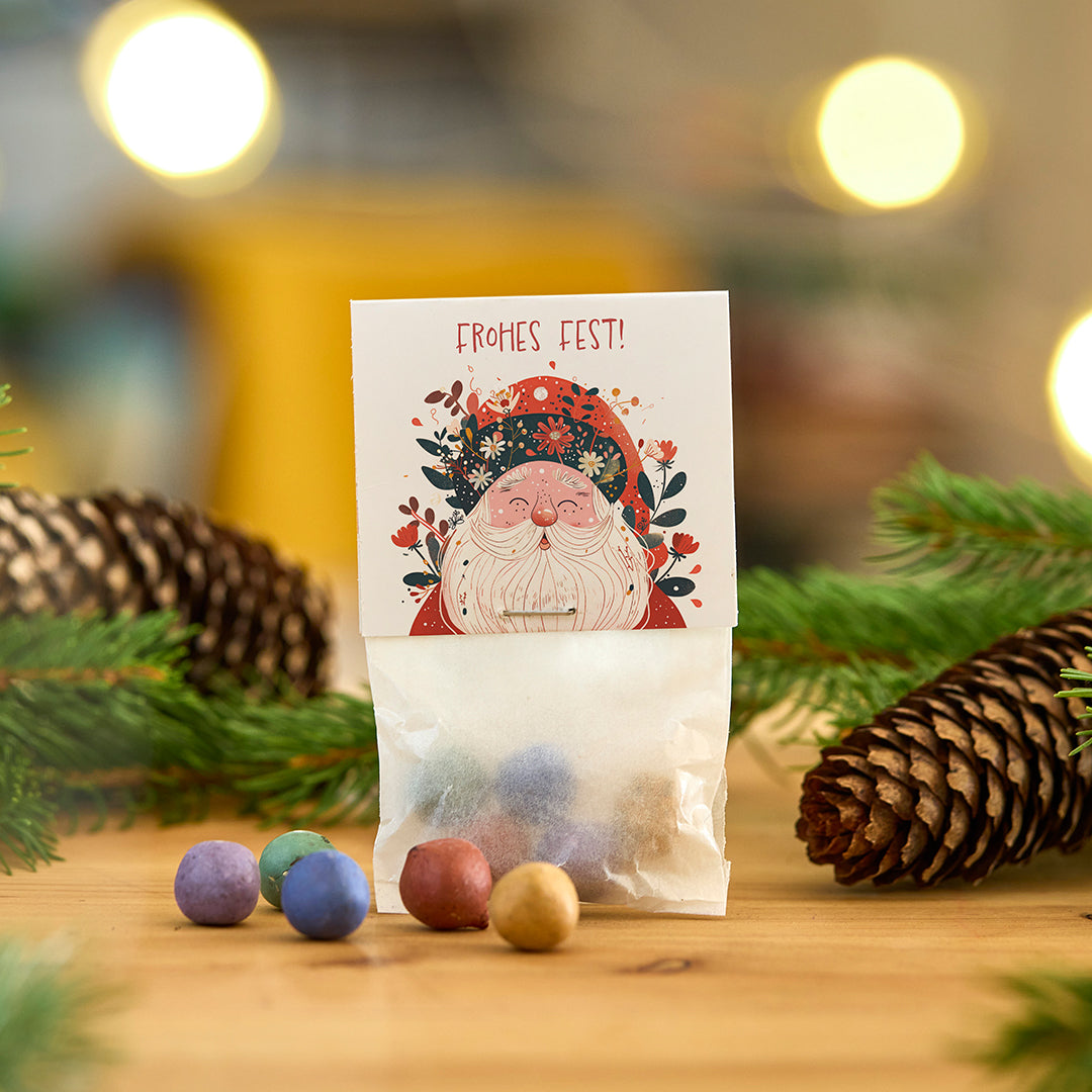 Blumenmurmeln Frohes Fest mit Weihnachtsmann im 10-mal-5-Set