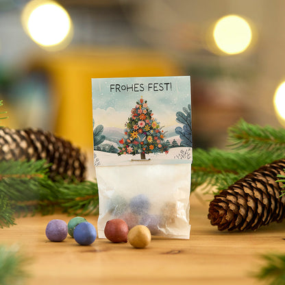 Blumenmurmeln Frohes Fest mit Weihnachtsbaum im 10-mal-5-Set