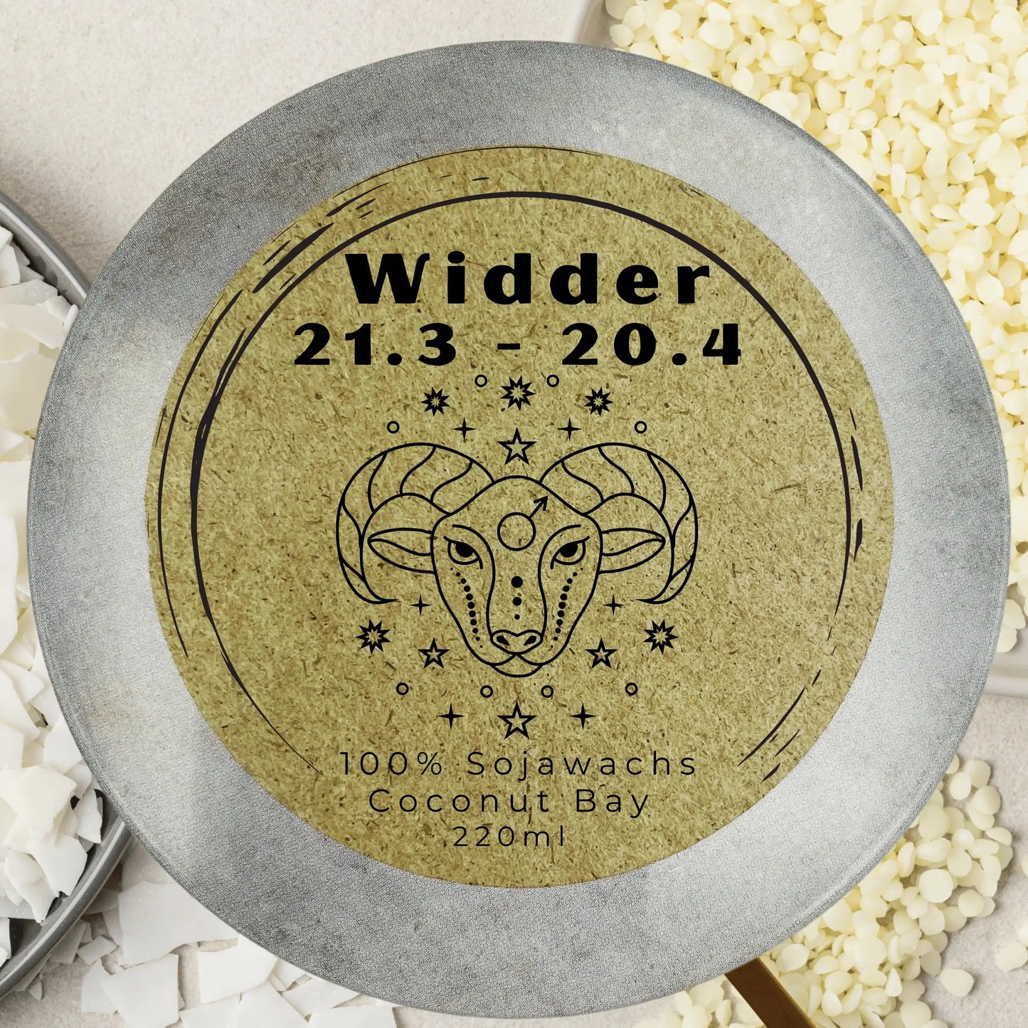 Sternzeichen Widder Duftkerze - Handgemachte Sojawachs-Kerze - Personalisiertes Astrologie-Geschenk