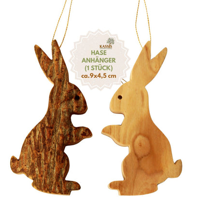 Osterhase Anhänger aus Olivenholz & Rinde