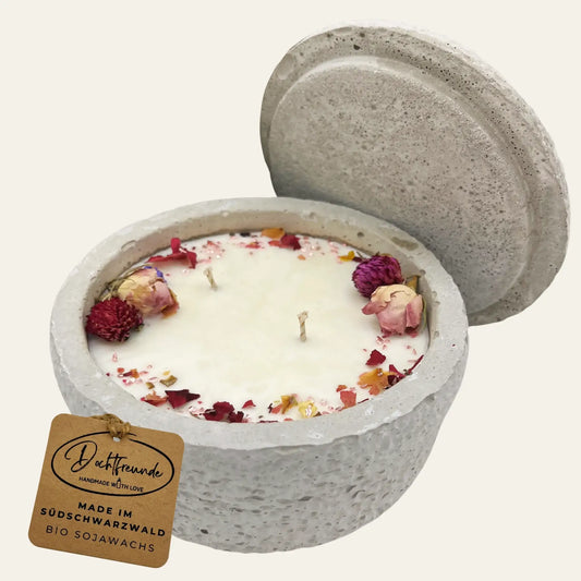 Handgemachte Betonkerze „Herbstglühen“ – Duft Walnuss Vanille für gemütliche Herbst- & Winterabende - by SteinKunstWerk | Outdoor aus nachhaltiger Herstellung