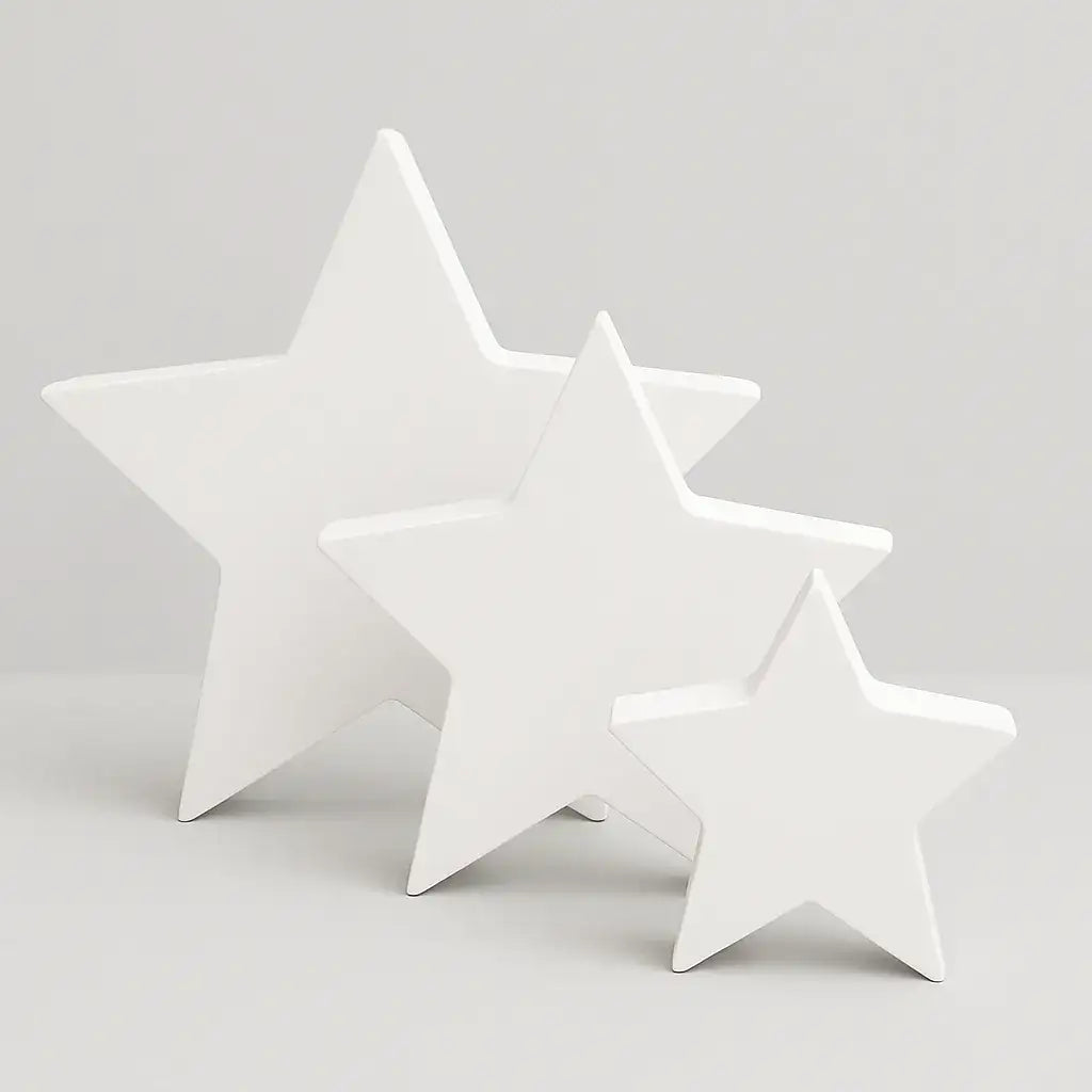 Entdecke unser Set aus weißen Sternen – Deine festliche Weihnachtsdekoration mit Stil - by SteinKunstWerk | Deko aus nachhaltiger Herstellung